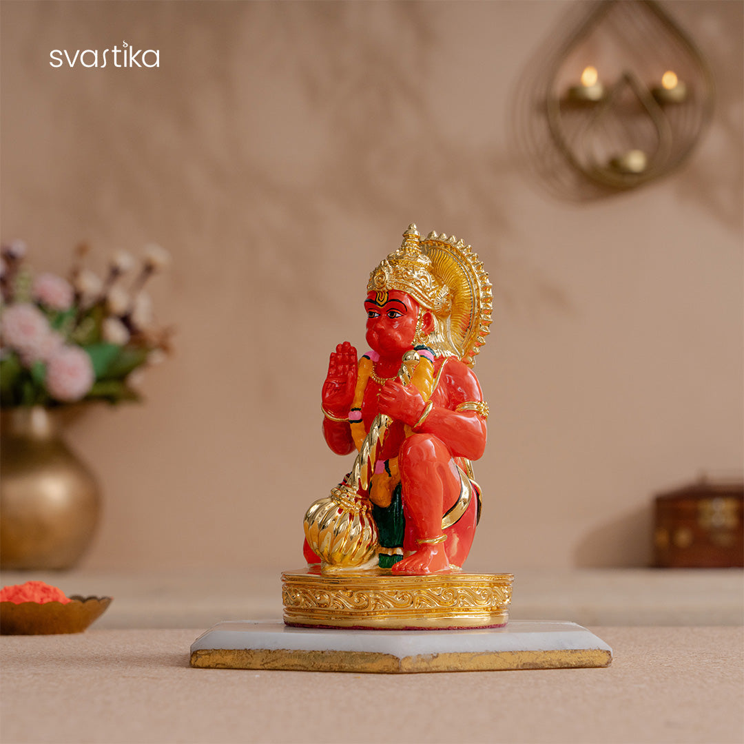 Sinduri Hanuman Murti - Gold Plated