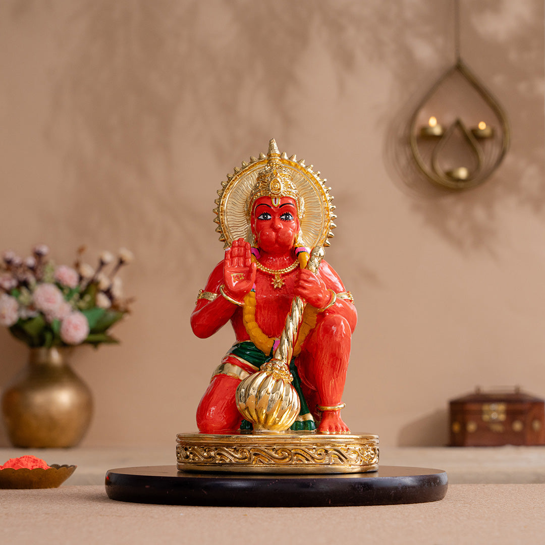 Sinduri Hanuman Murti - Gold Plated