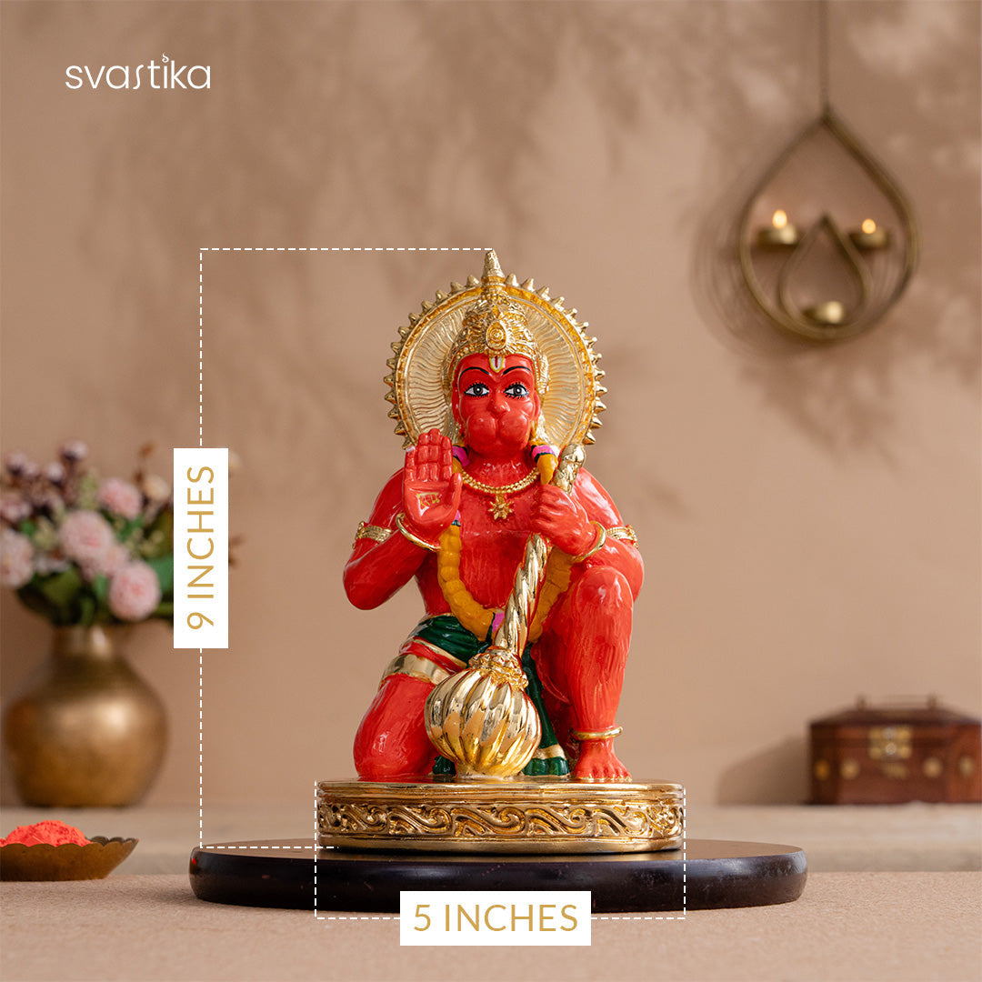 Sinduri Hanuman Murti - Gold Plated