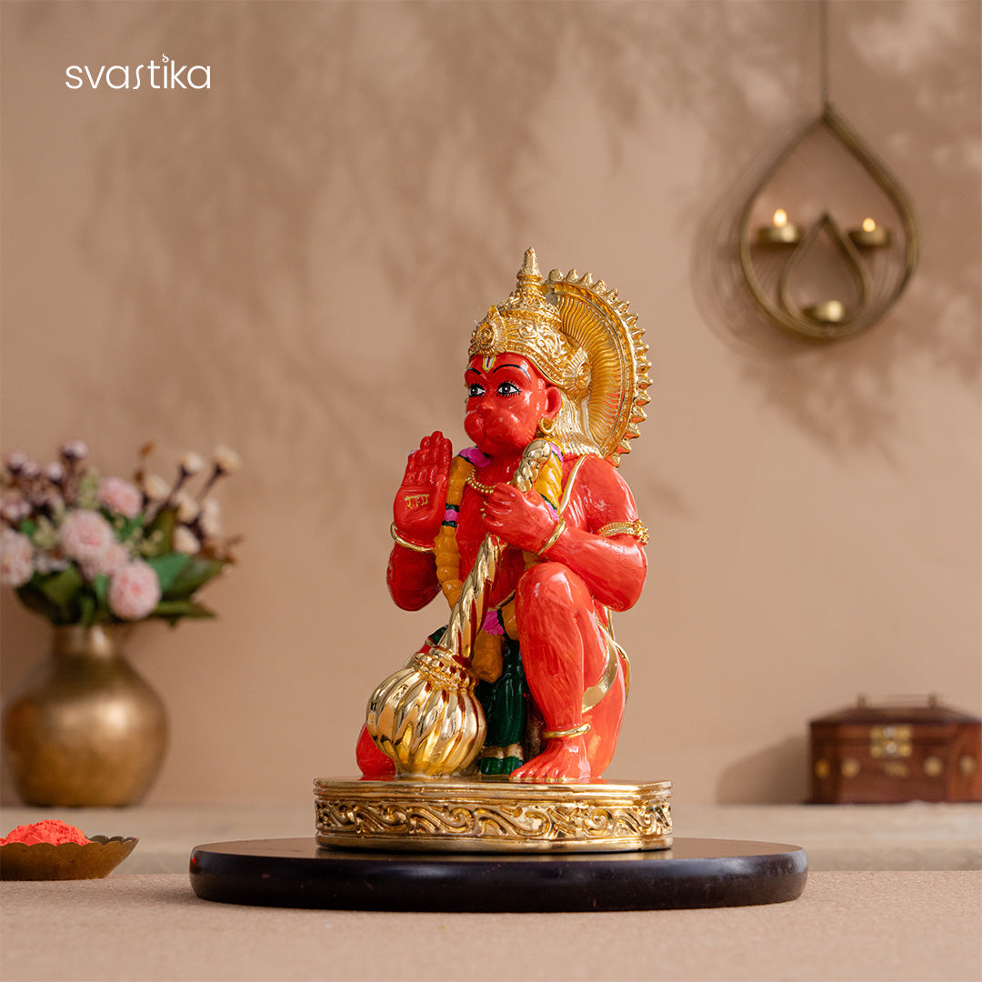 Sinduri Hanuman Murti - Gold Plated