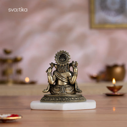 Svastika Brass Sitting Ganesha Murti (4 Inch)