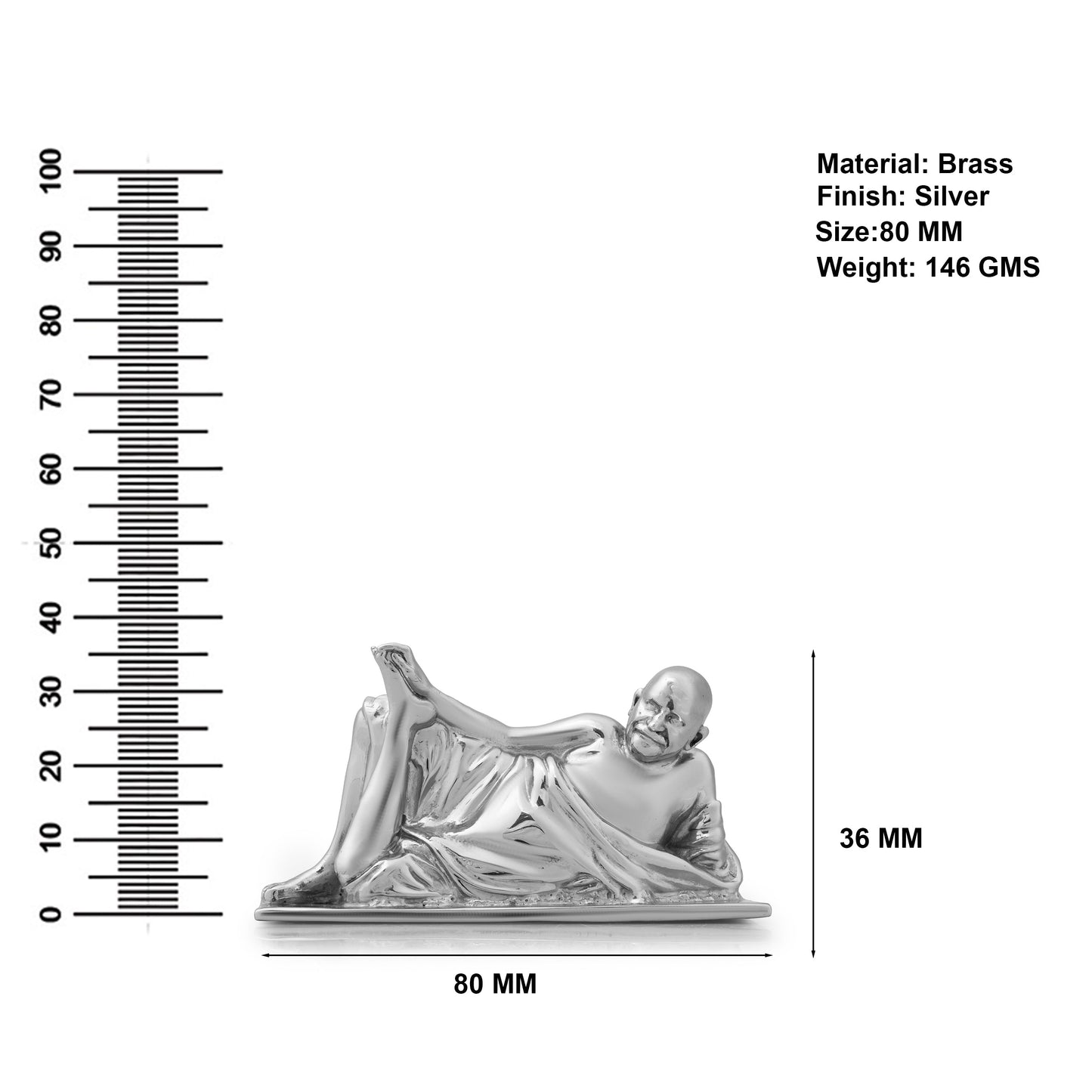 Neem Karoli Baba Idol in Silver Finish| Guru Ji Murti for Home, Office