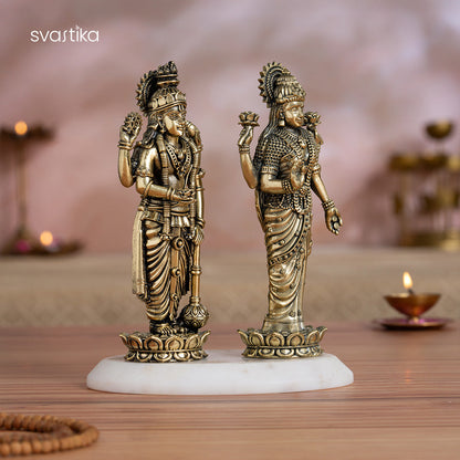 Brass Standing Vishnu Lakshmi Idol Pair (6 Inch)