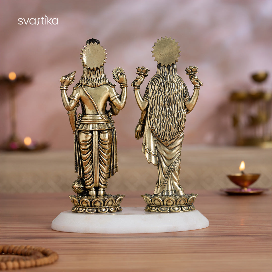 Brass Standing Vishnu Lakshmi Idol Pair (6 Inch)