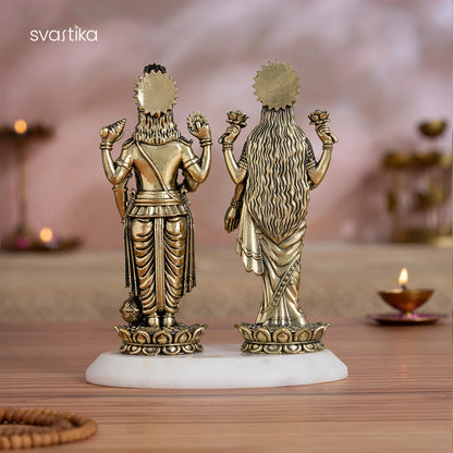 Brass Standing Vishnu Lakshmi Idol Pair (6 Inch)