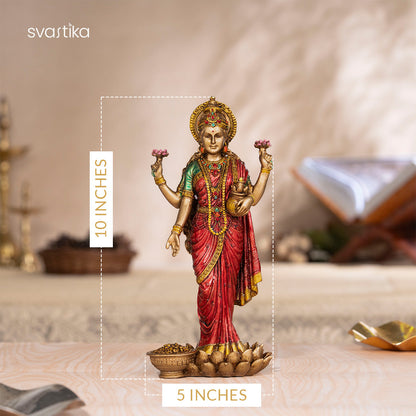 Maa Lakshmi Idol Standing Antique Murti (10 Inch)