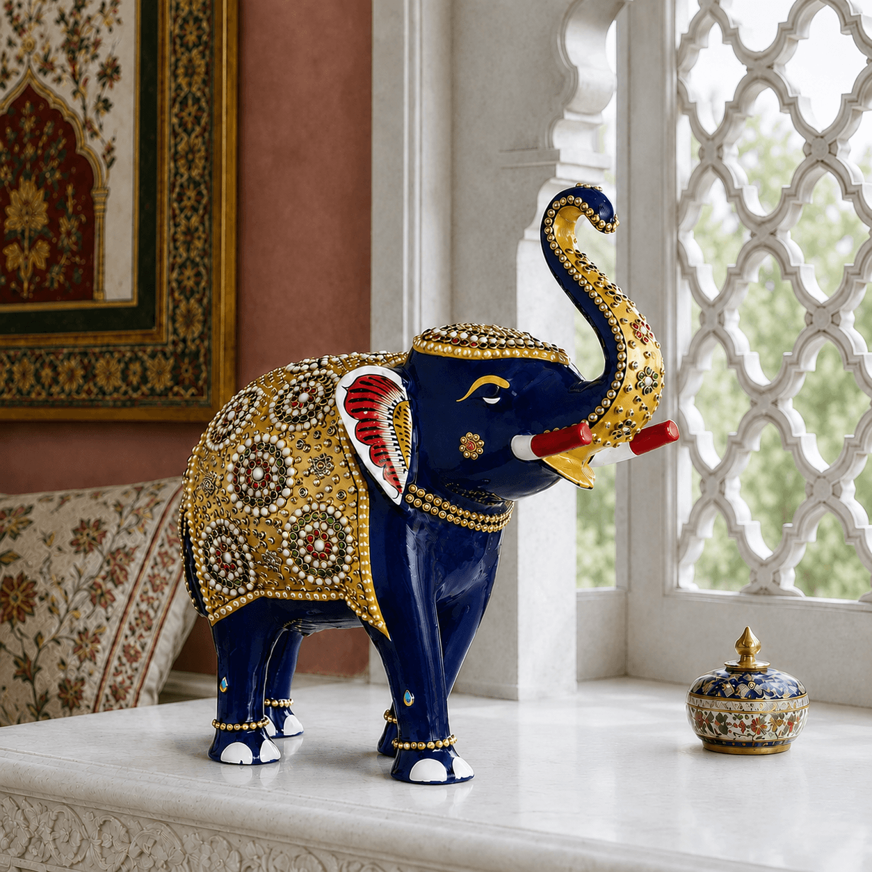 Decorative Meenakari Elephant Statue