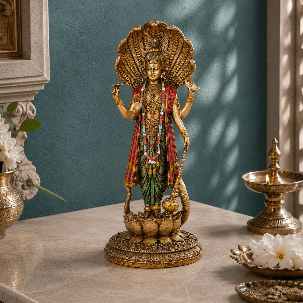 Lord Vishnu Standing Antique Idol (12 Inch)