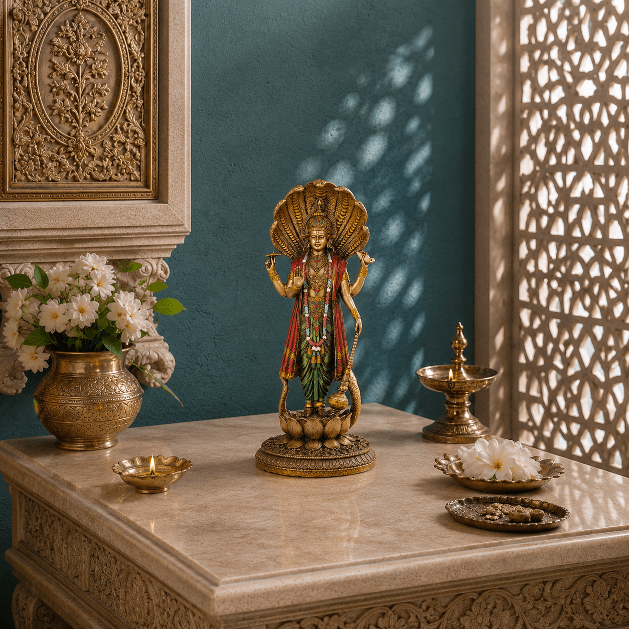 Lord Vishnu Standing Antique Idol (12 Inch)