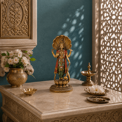Lord Vishnu Standing Antique Idol (12 Inch)