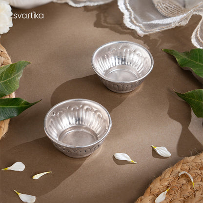 Swastik Engraved Pooja Thali -Silver Plated (10 Inch)