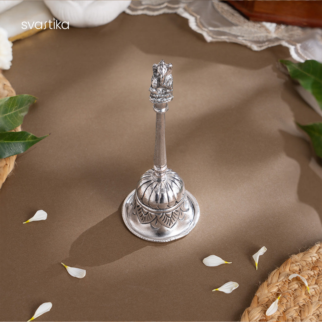 Swastik Engraved Pooja Thali -Silver Plated (10 Inch)
