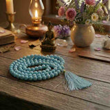Natural Turquoise (Firoza) Mala – Stone of Healing & Communication