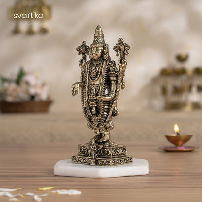 Brass Tirupati Balaji Idol (Venkateshwara) with Garuda Base (6 Inch)