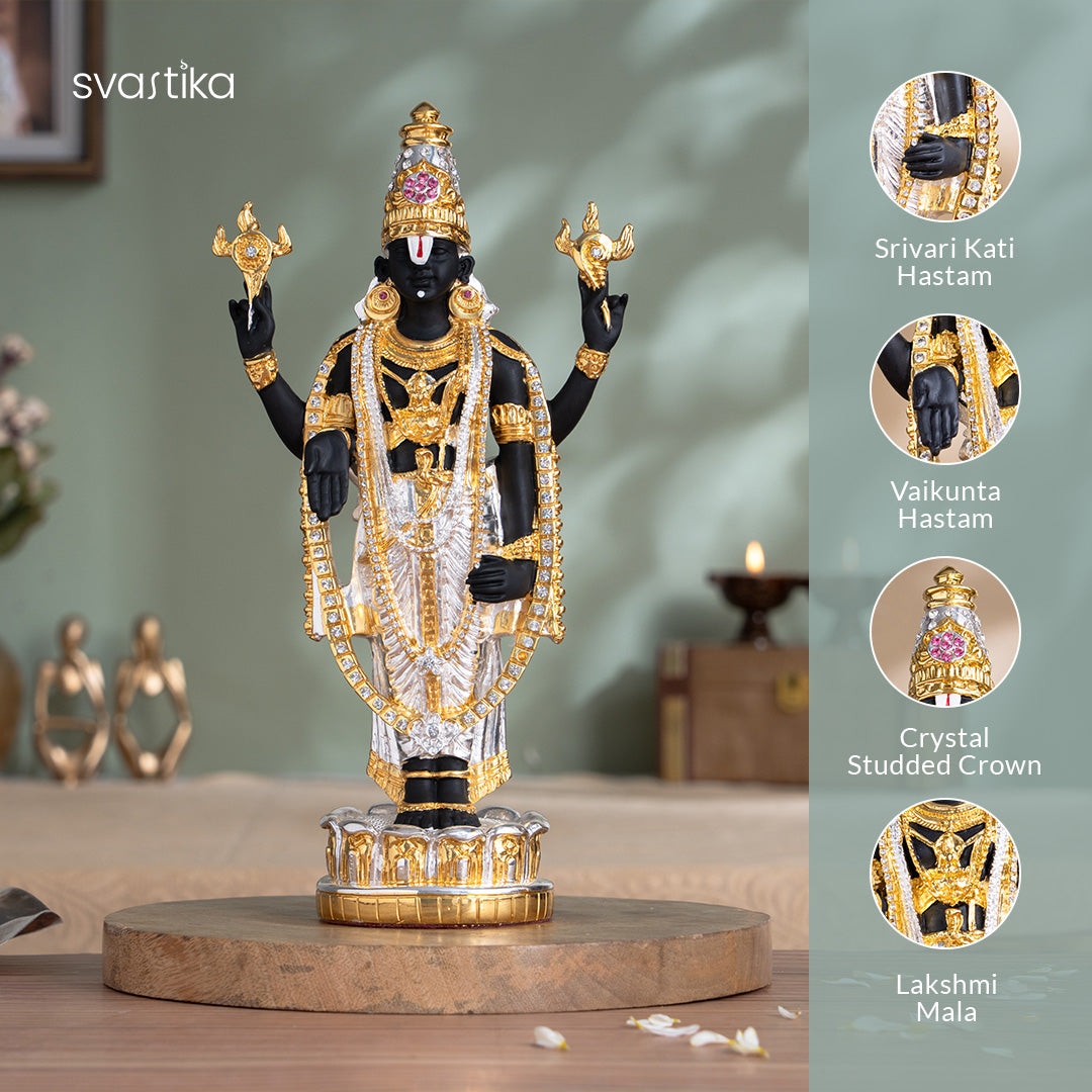 Tirupati Balaji (Venkateswara) Idol - Gold & Silver Plated
