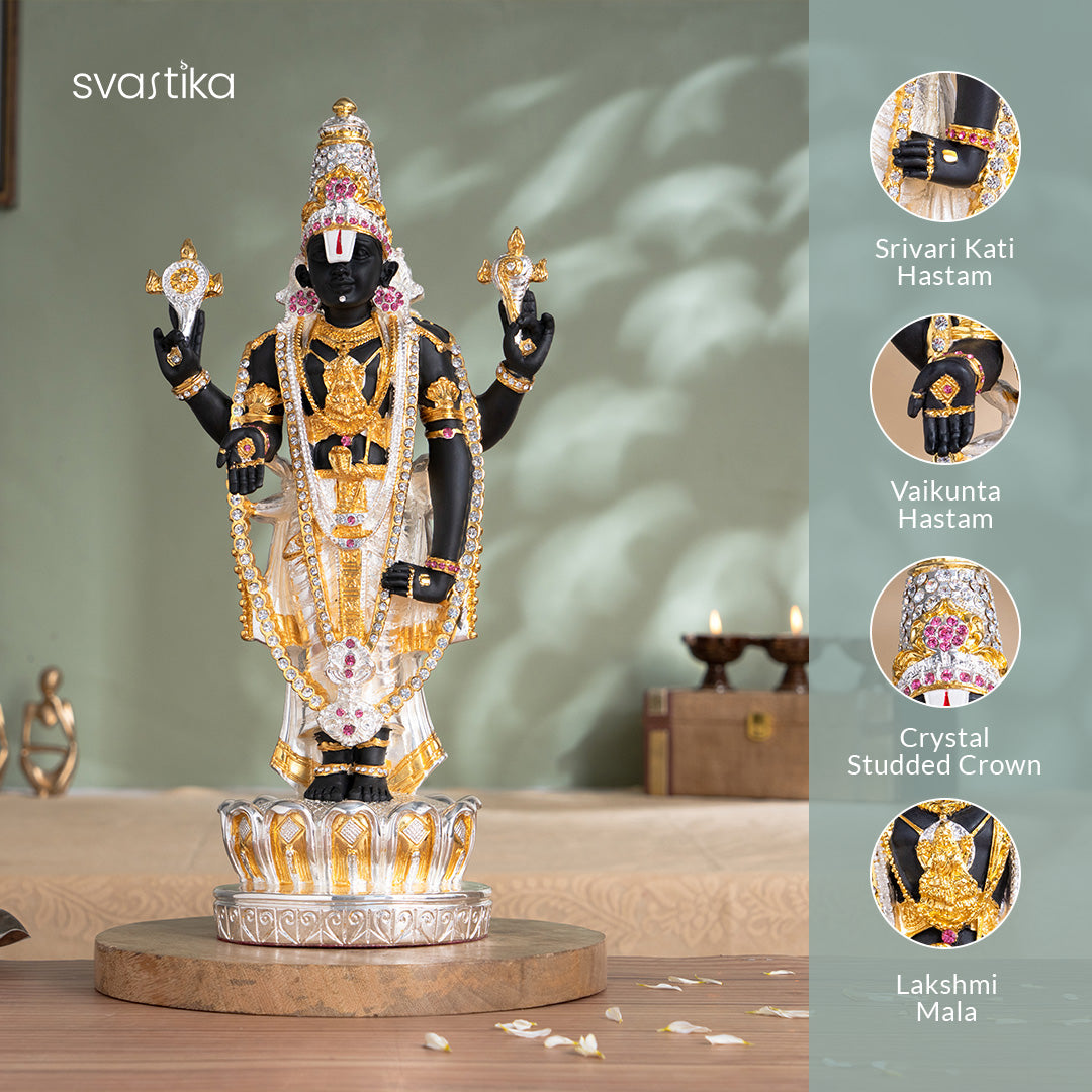 Tirupati Balaji (Venkateswara) Idol - Gold & Silver Plated
