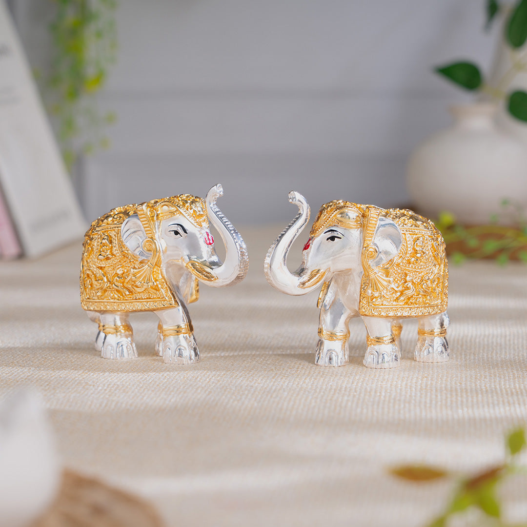 TrunkUp Elephant Pair - Gold & Silver Plated