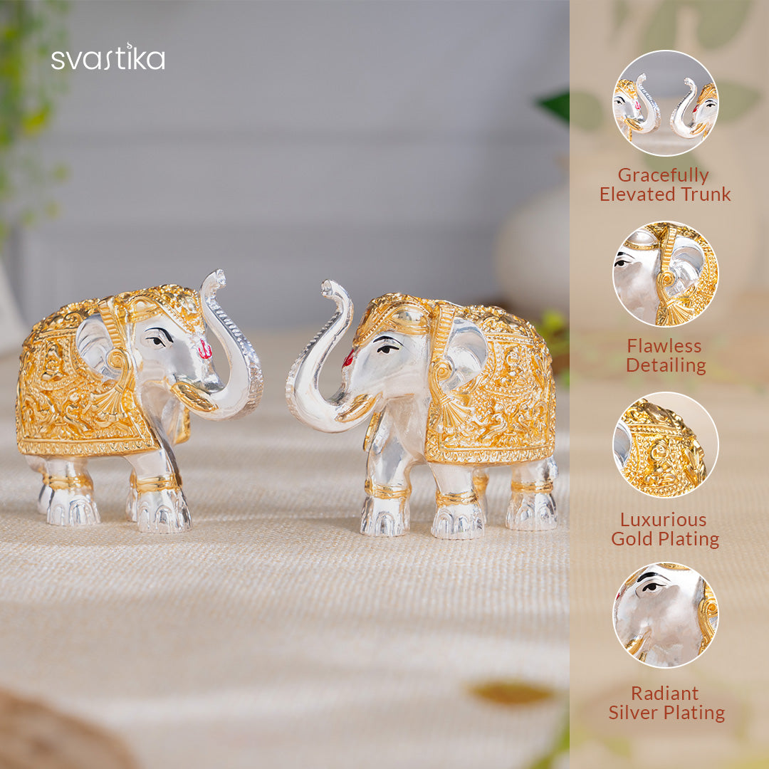 TrunkUp Elephant Pair - Gold & Silver Plated