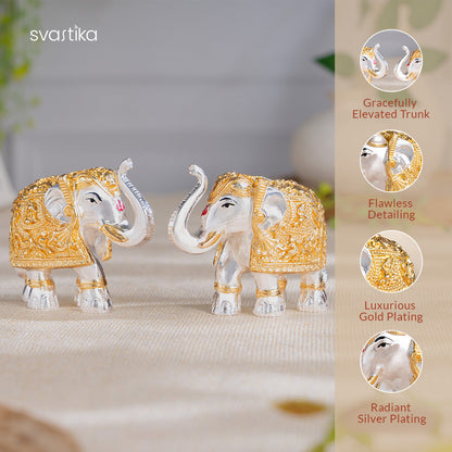 TrunkUp Elephant Pair - Gold & Silver Plated