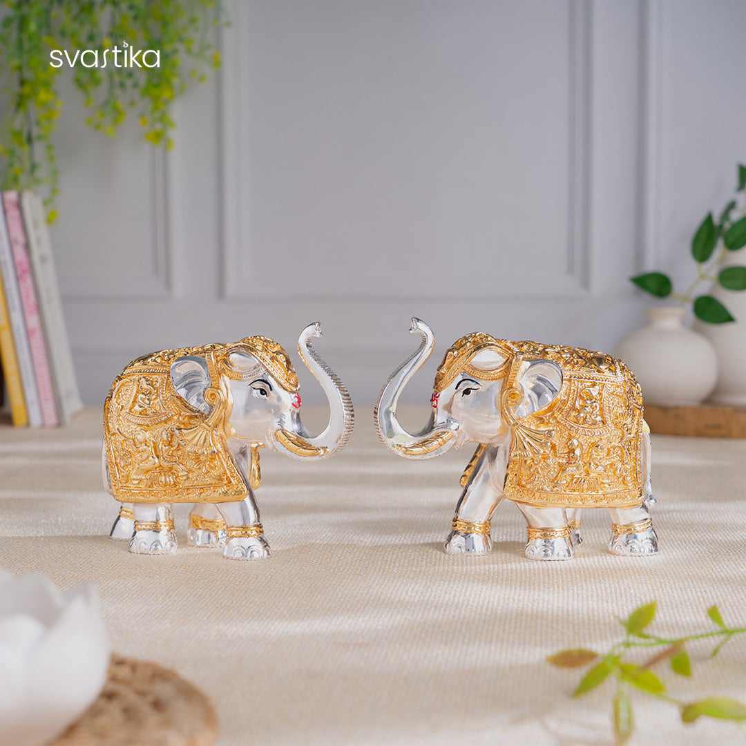 TrunkUp Elephant Pair - Gold & Silver Plated