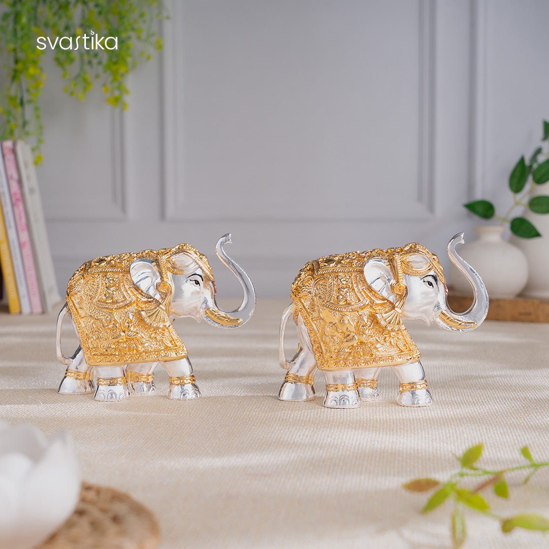 TrunkUp Elephant Pair - Gold & Silver Plated