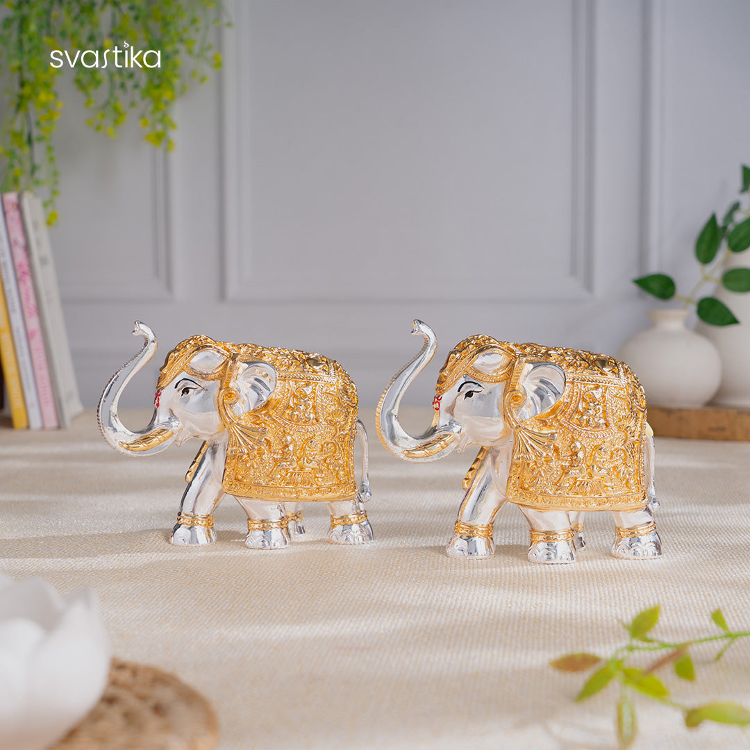 TrunkUp Elephant Pair - Gold & Silver Plated