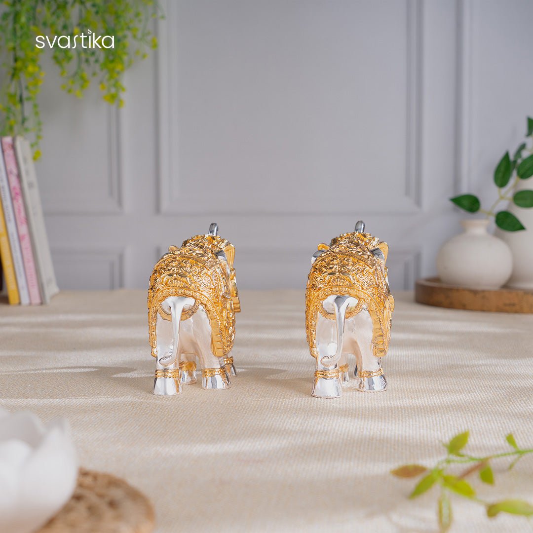 TrunkUp Elephant Pair - Gold & Silver Plated