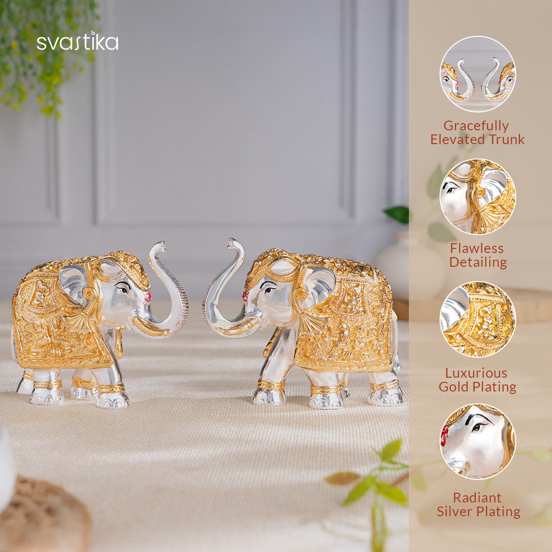 TrunkUp Elephant Pair - Gold & Silver Plated