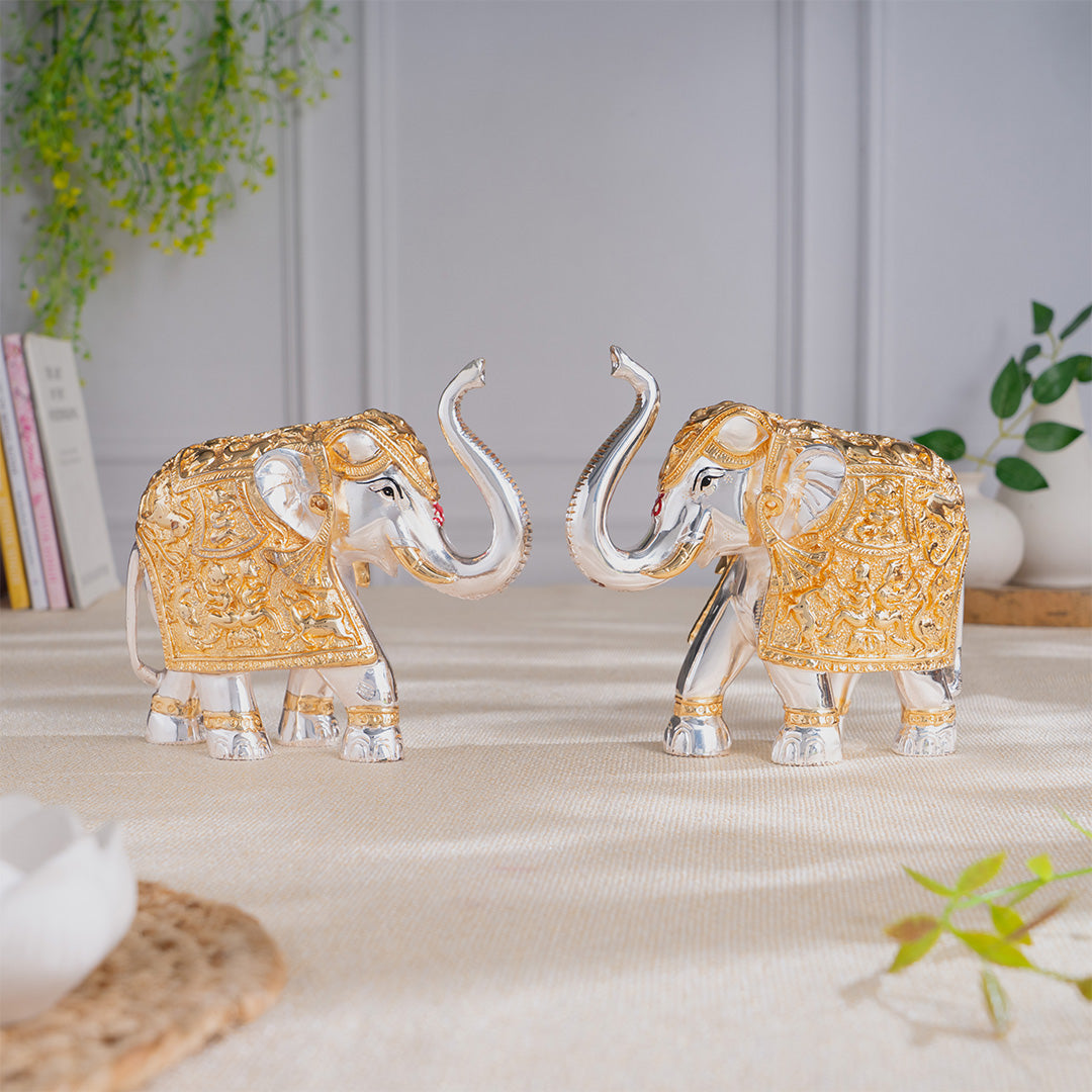 TrunkUp Elephant Pair - Gold & Silver Plated