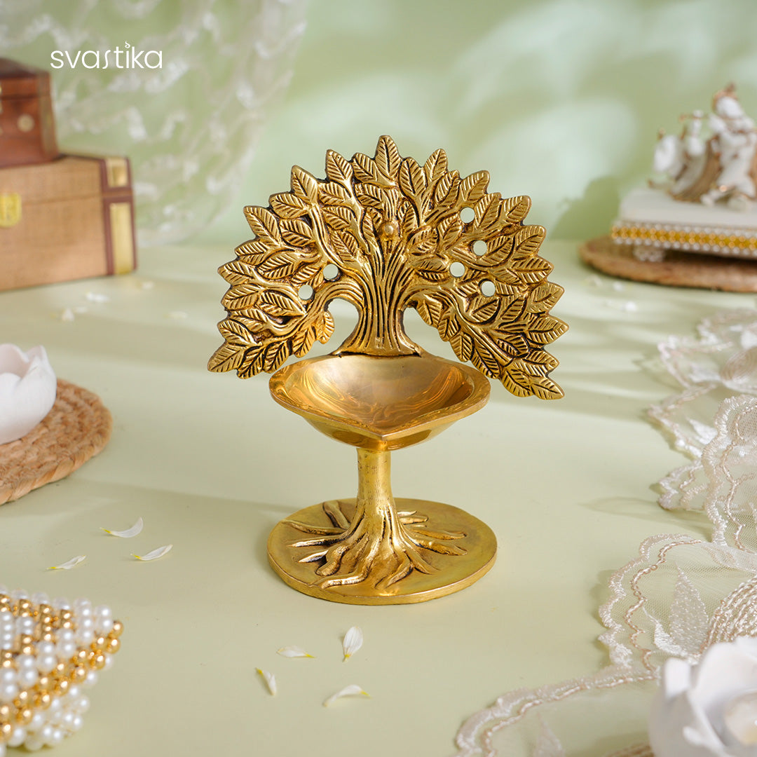Brass Kalpavriksha Tree Diya (6 Inch)