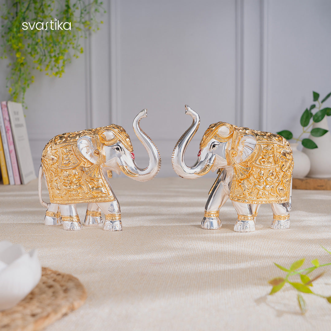 TrunkUp Elephant Pair - Gold & Silver Plated