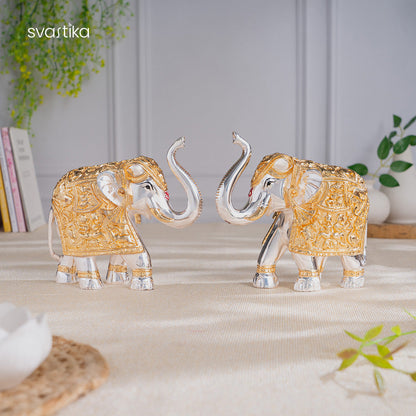 TrunkUp Elephant Pair - Gold & Silver Plated