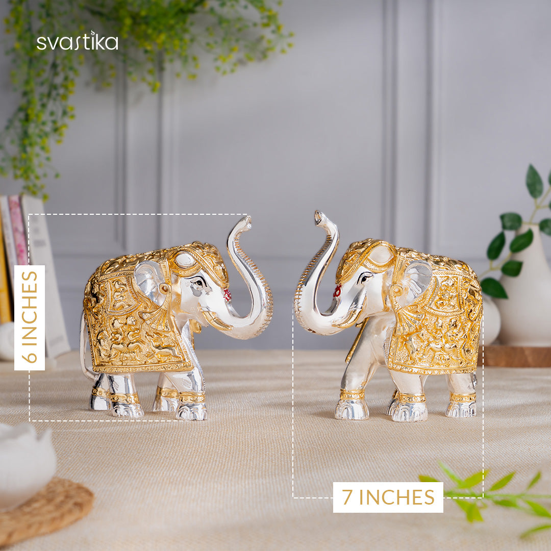 TrunkUp Elephant Pair - Gold & Silver Plated