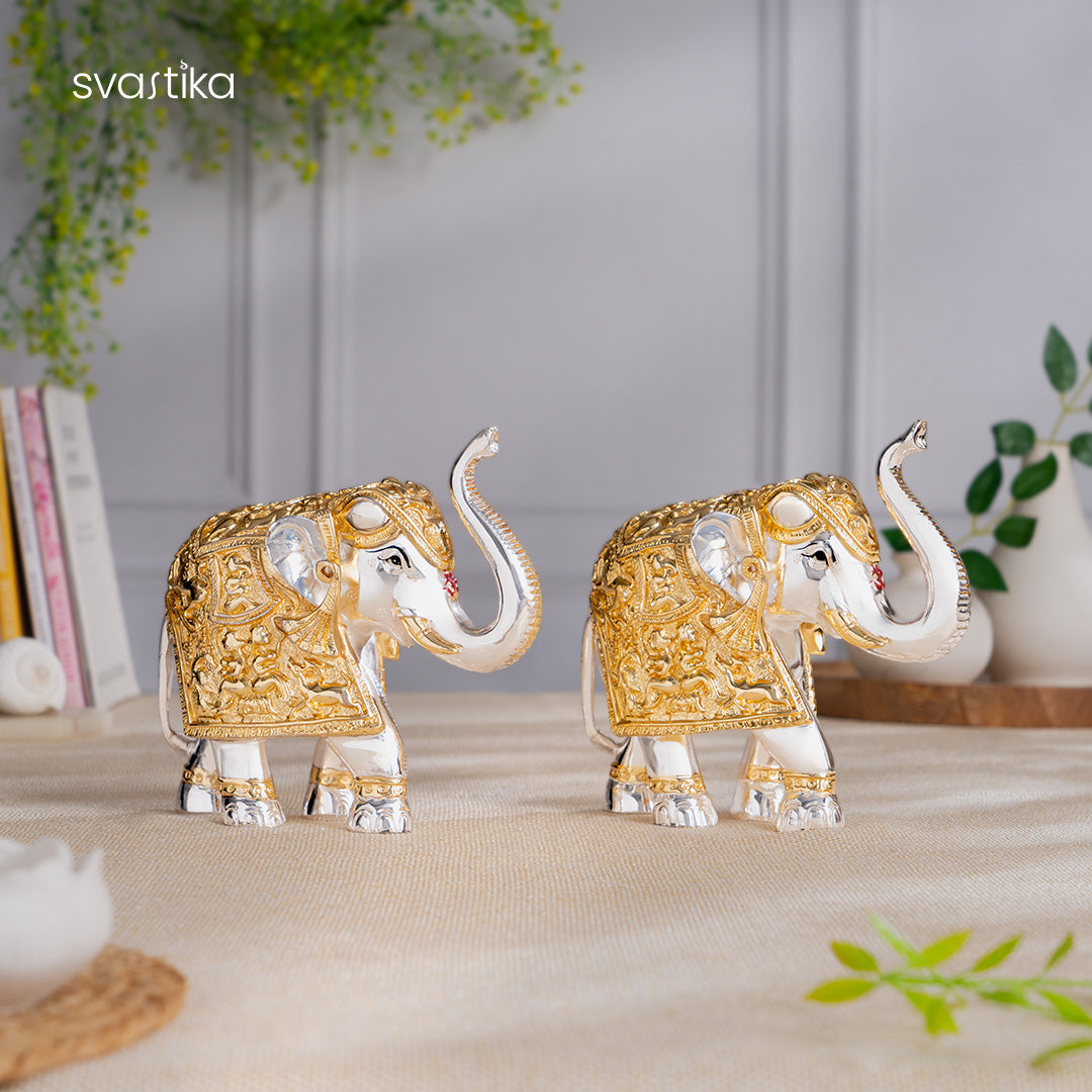 TrunkUp Elephant Pair - Gold & Silver Plated