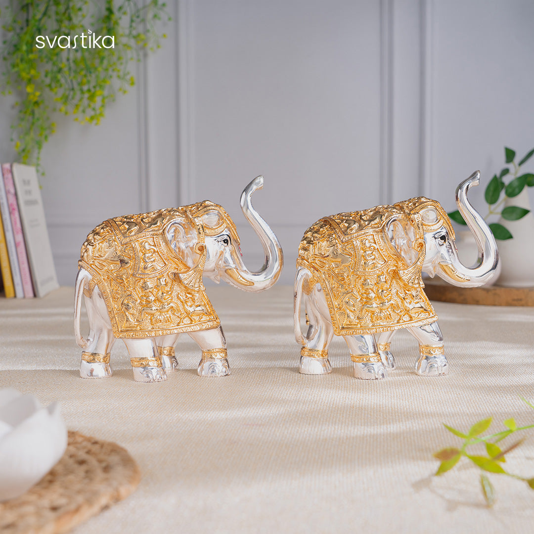 TrunkUp Elephant Pair - Gold & Silver Plated
