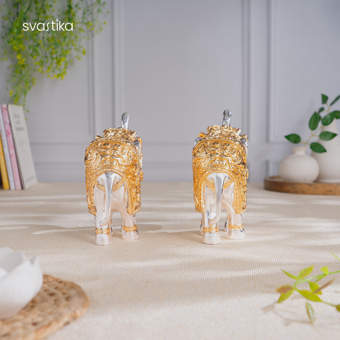TrunkUp Elephant Pair - Gold & Silver Plated