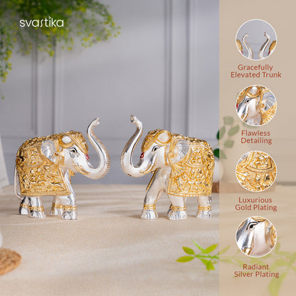 TrunkUp Elephant Pair - Gold & Silver Plated