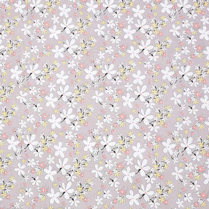 Light Grey Floral Print Double Bedsheet with 2 Coordinate Pillow Covers