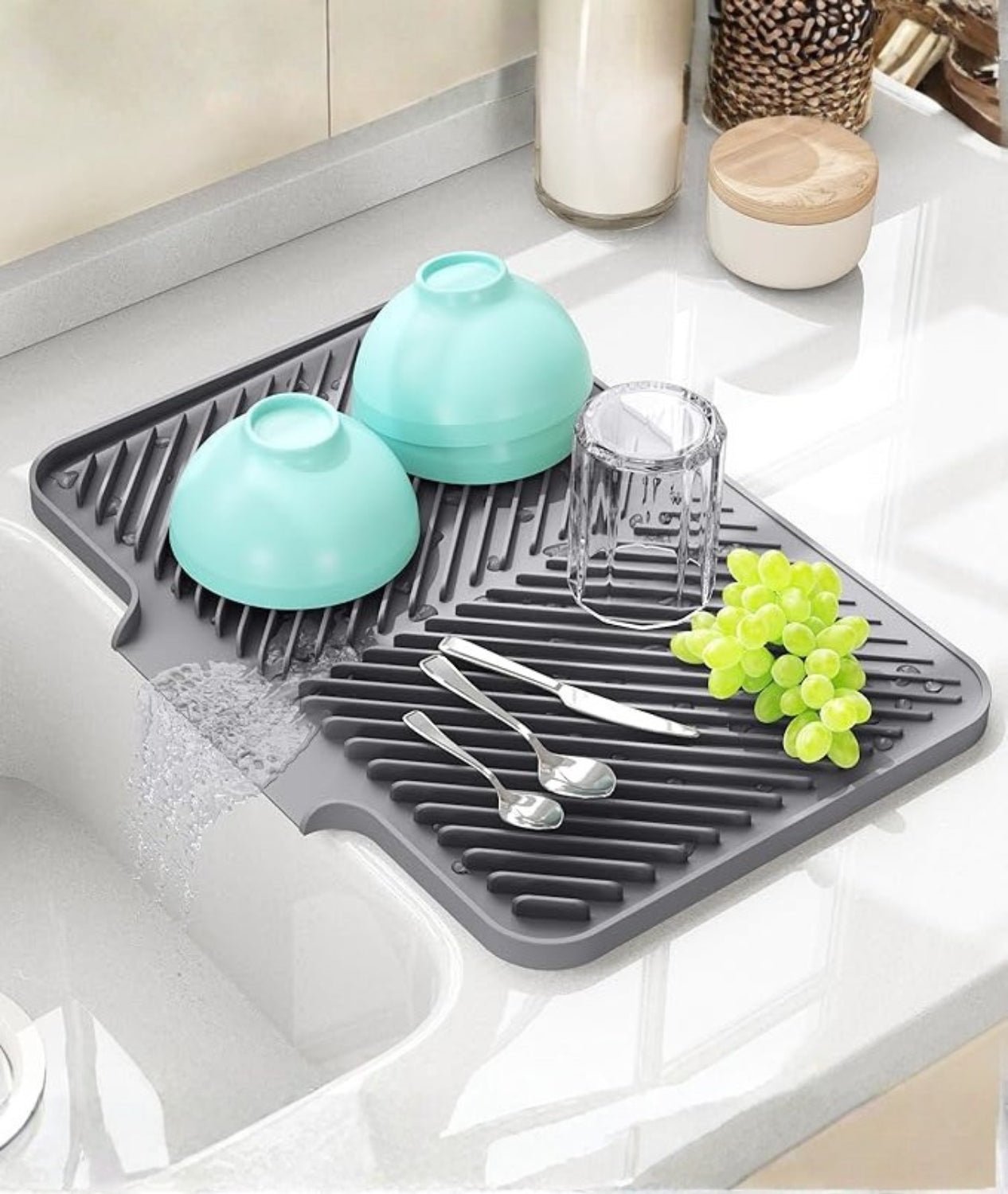 Quick-Drain Silicone Dish Drying Mat