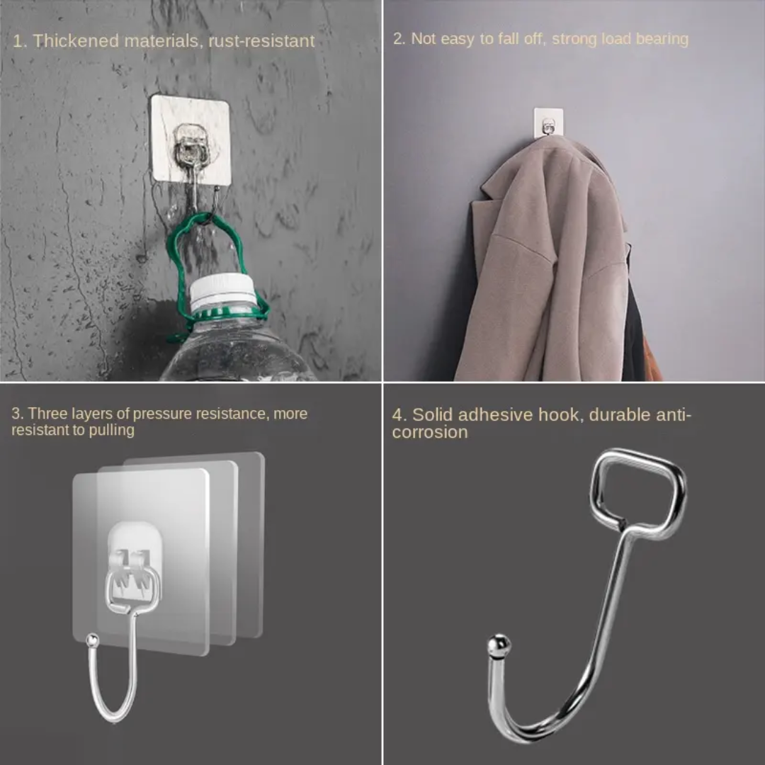 Self-Adhesive Waterproof Hooks for Kitchen Bathroom