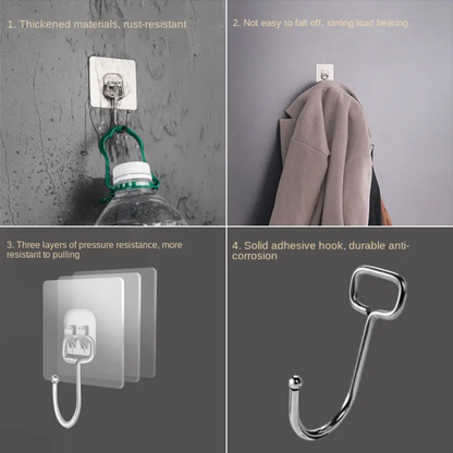 Self-Adhesive Waterproof Hooks for Kitchen Bathroom