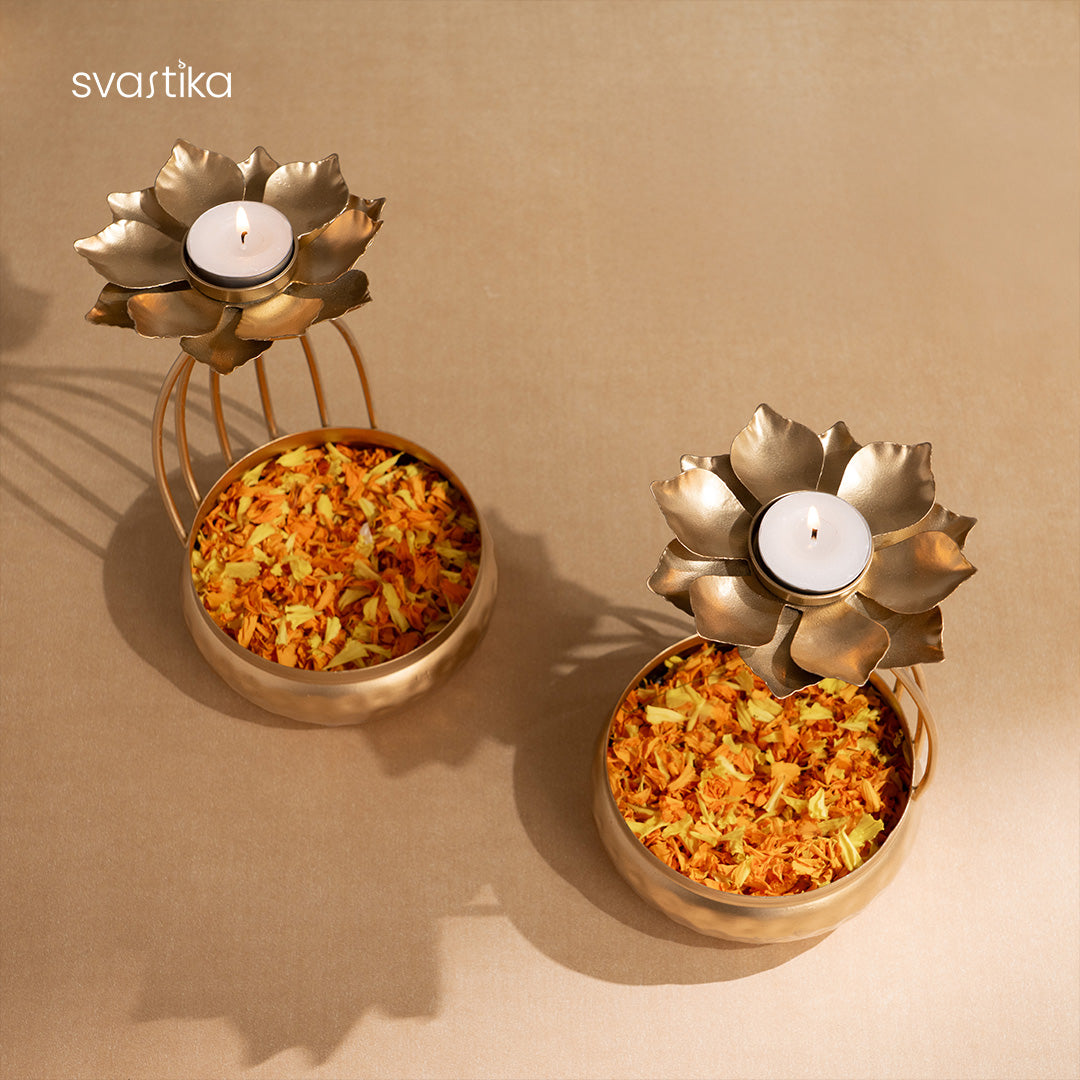 Urli Bowl with Flower Candle Holder (Set of 2)