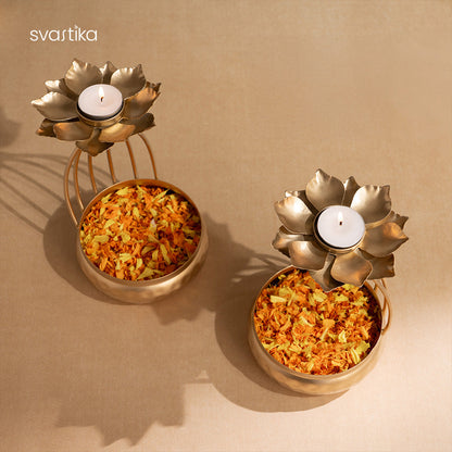 Urli Bowl with Flower Candle Holder (Set of 2)