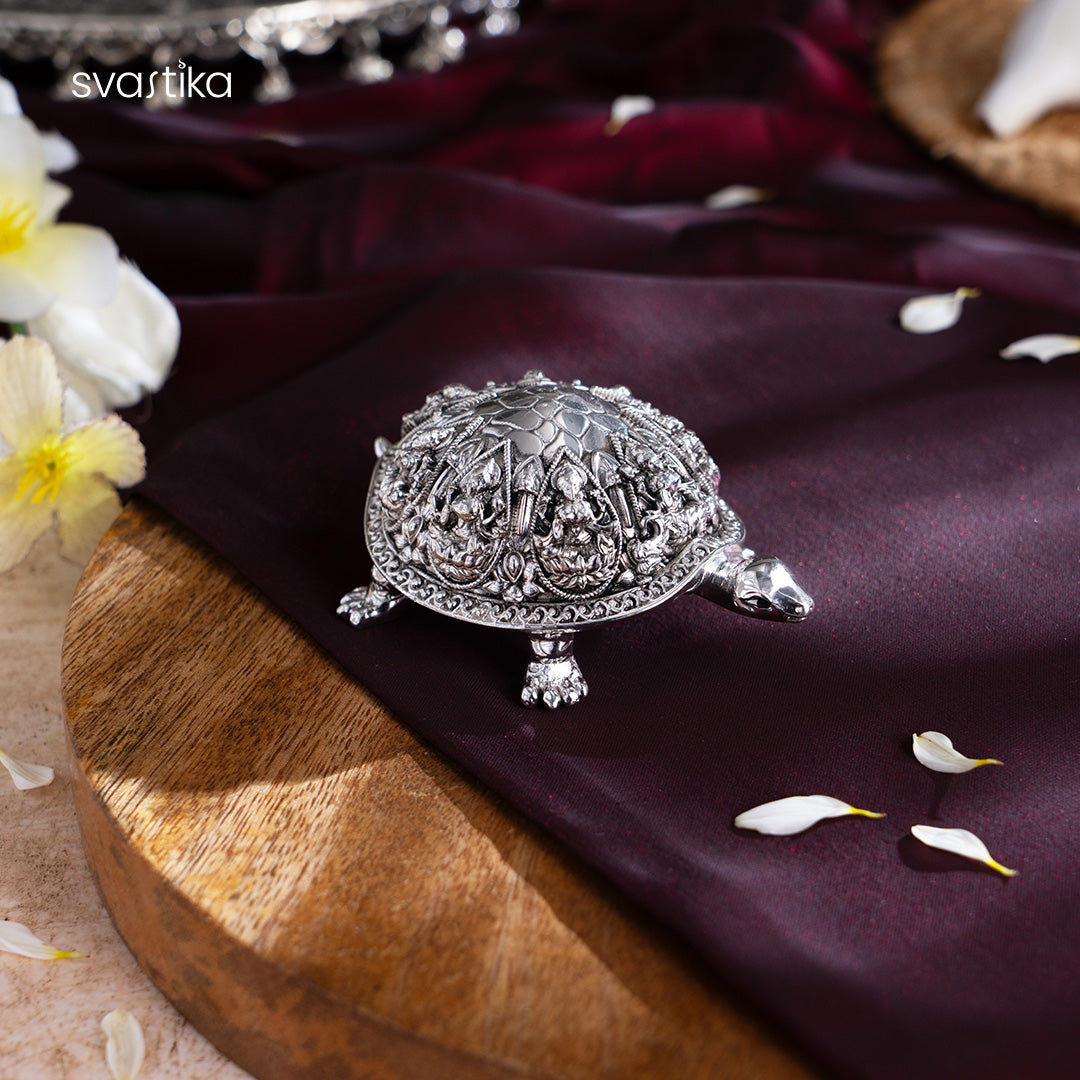 Ashtalakshmi Tortoise Idol - Silver Plated (3.5 inch)