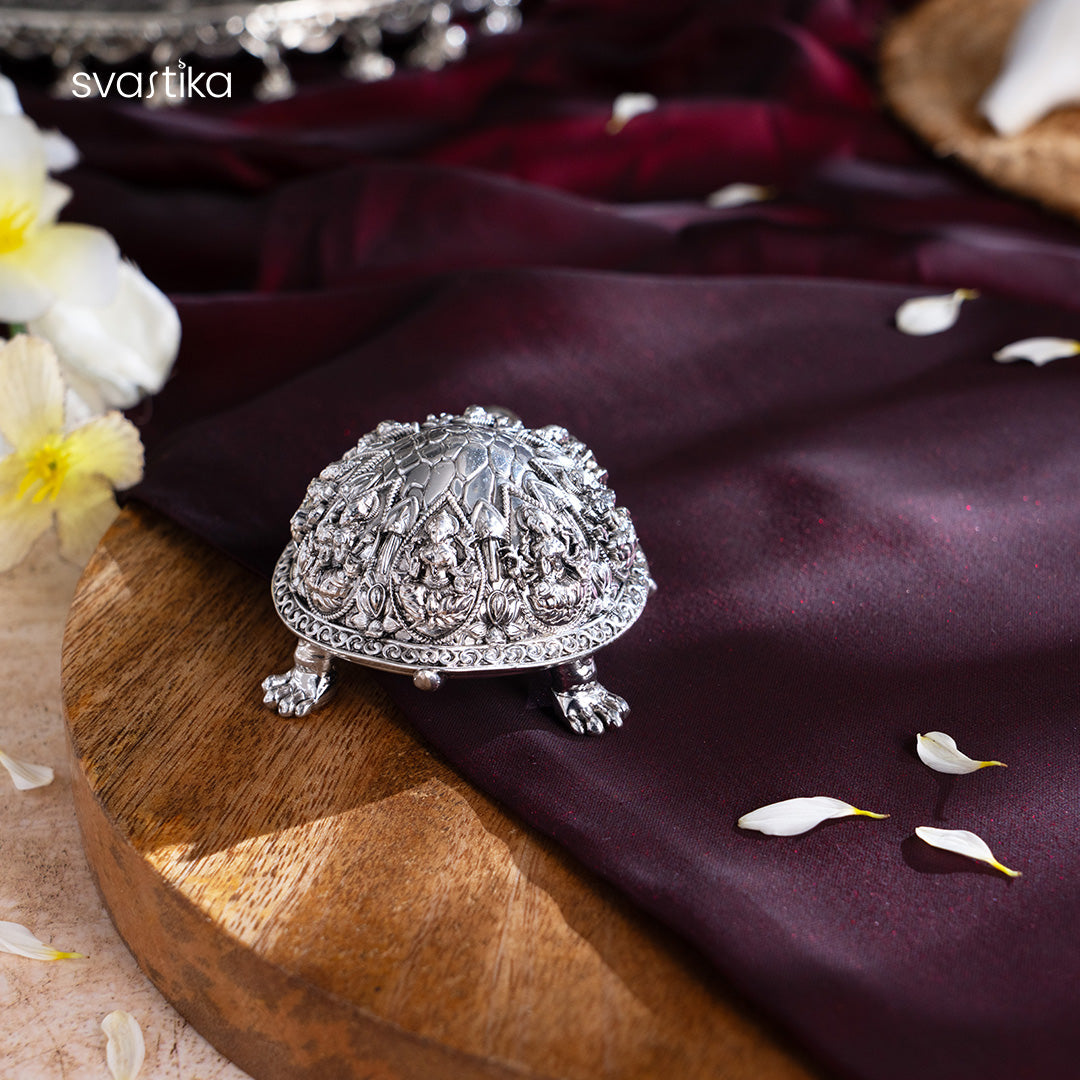 Ashtalakshmi Tortoise Idol - Silver Plated (3.5 inch)