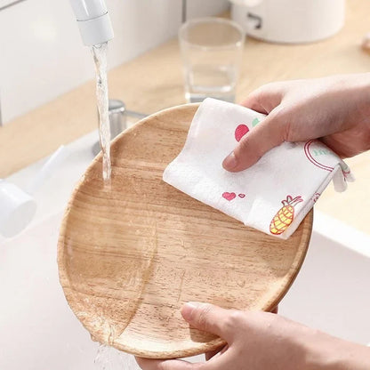 Printed Disposable Kitchen Tissue Cloth Roll - Super Absorbent and Non-Woven Wipes
