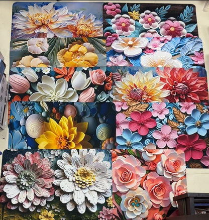 5D Square Floral Printed Anti-Slip Floor Mat – Soft & Durable Decorative Carpet (Multicolor)