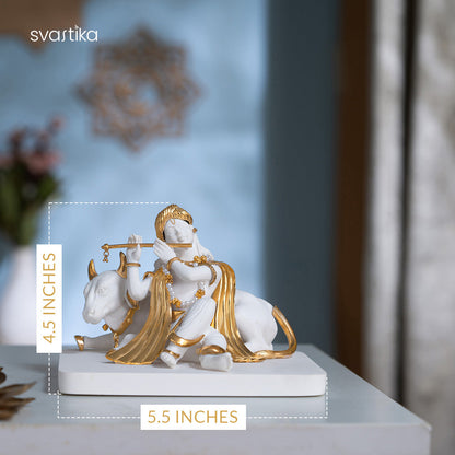 Krishna with Cow Idol in Divine Harmony