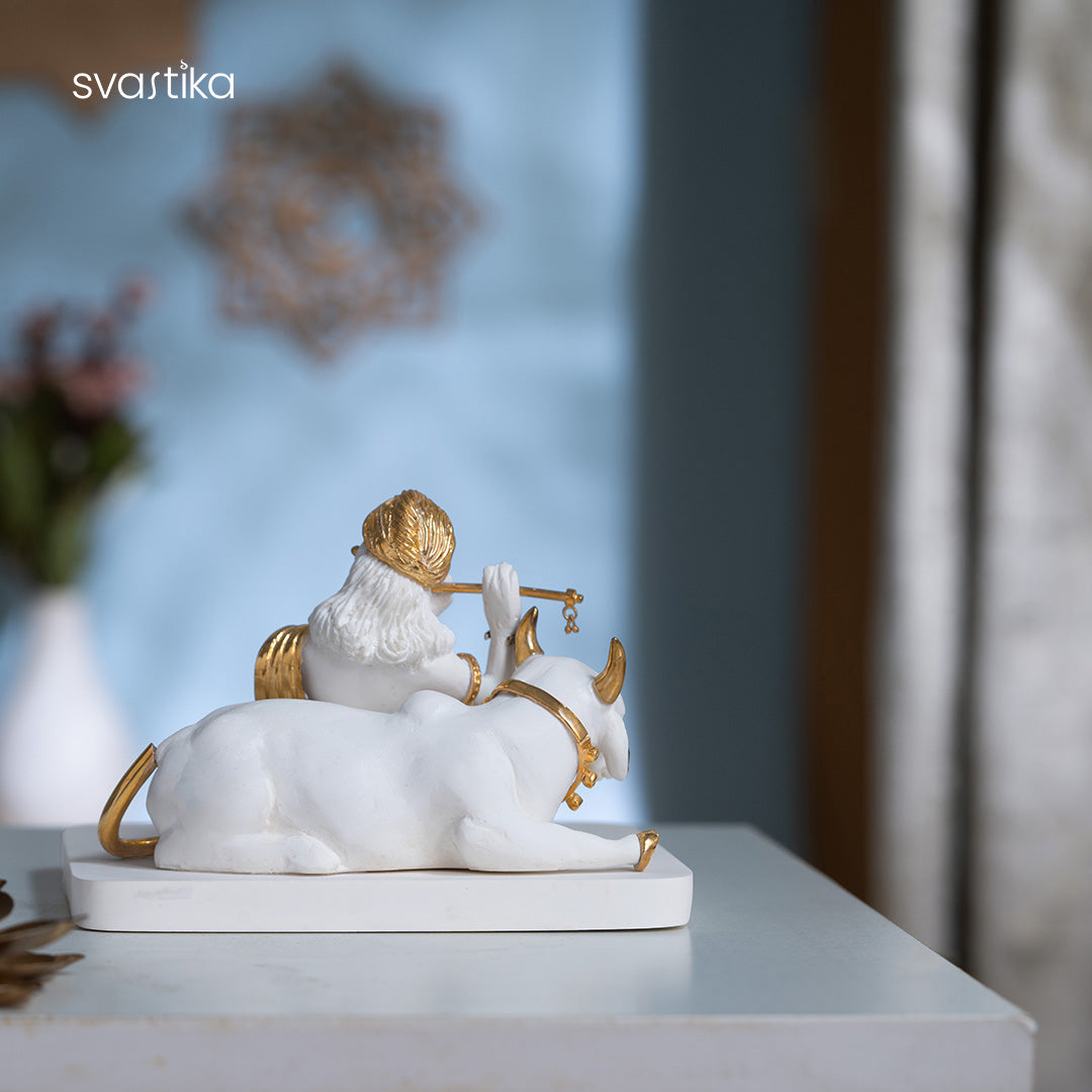 Krishna with Cow Idol in Divine Harmony