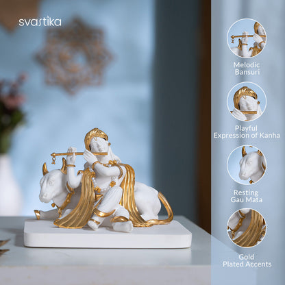 Krishna with Cow Idol in Divine Harmony